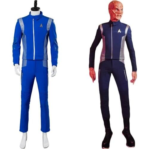 Star Cosplay Costume Trek Discovery-Lt. Saru Uniform Suit Adult Outfit Halloween Carnival Costume