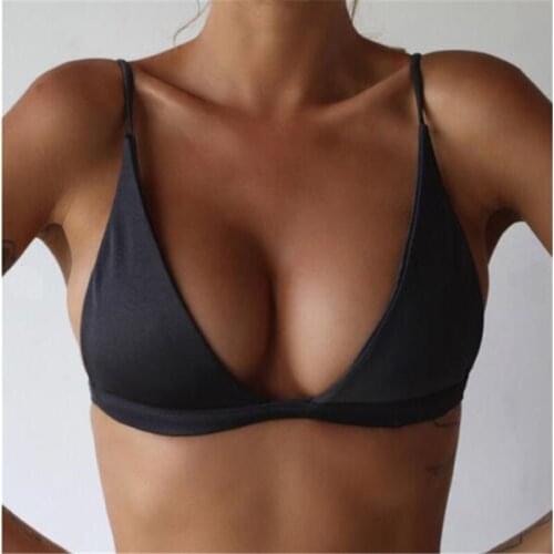 Hot Sexy Women Bandage Bikini Bra Top 2018 Push-up Bra ladies summer solid color halter Swim Wear Beachwear Swimming clothings