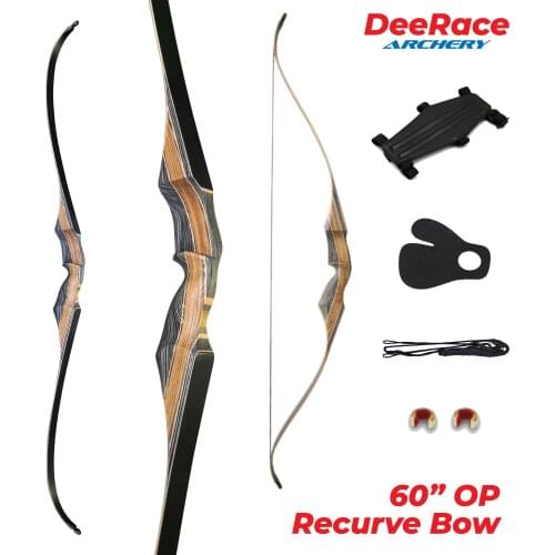60" Inches Archery One Piece Recurve Bow Traditional Hunting Bow OP Bow for 3D Hunting 30lbs 35lbs 40lbs Left Hand LH