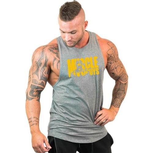 Running Tank Top Men Gym Bodybuilding Stringer Singlets Fitness Clothing cotton Sports Sleeveless Shirt muscle tanktops