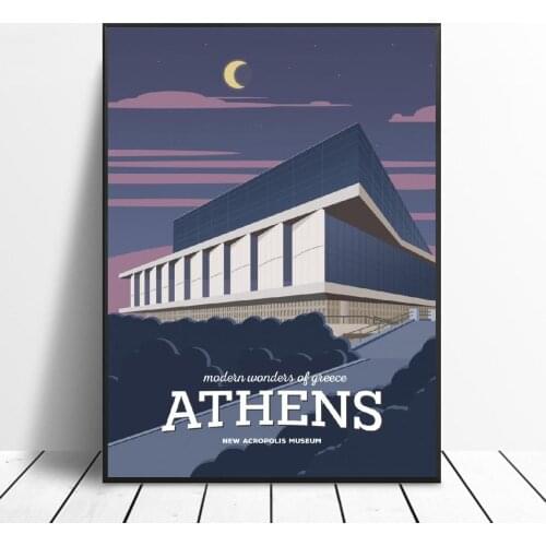 Athens Acropolis Museum Canvas Travel Poster Prints Home Wall Art Decor Painting
