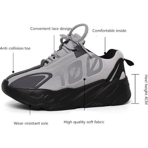 Mens and womens European casual shoes classic fashion trend shoes 2020 spring Korean version of reflective thick-soled sports