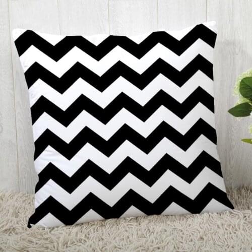Custom Pillow Cases Black and white lines Square Pillowcase Christmas Zippered Pillow Cover 40*40cm,45*45cm(One Side)