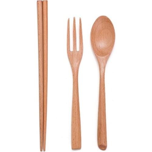 New Wooden Cutlery Chopstick Spoon Fork Tableware Travel Utensil Wood Dinnerware Outdoor Portable Flatware For Camping Picnic