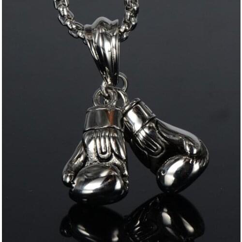Brand New Mens Vintage Stainless Steel Biker Boxing Glove Pendant Necklace 4mm 24'' Chain
