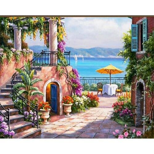 Beibehang wallpaper for walls 3 d Living Room Bedroom TV Mediterranean Sea Garden Oil Painting Customize any size wall wallpaper