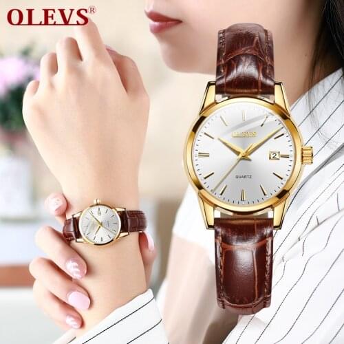 OLEVS Women Watch 2020 Leather Quartz Wristwatch Women Watch Girls Fashion Women Female Clock relogio feminino montre femme