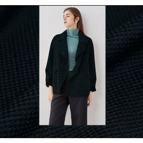 Pearlsilk Navyblue Black Jacquard Tweed Wool Fabrics Garment Materials Autumn Women Jacket Sewing Cloth Tailor Freeshipping