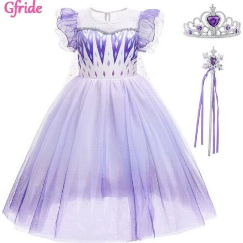 Snow Queen Dress Ruffle Sleeve For Girls Princess Elza Costume Kids Cosplay Party Dresses Fantasia Infantil Girls Clothes 2-10T
