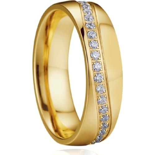 Bridal ring women cz zirconia 14k gold plated wedding bands stainless steel ladies alliance engagement rings female girls