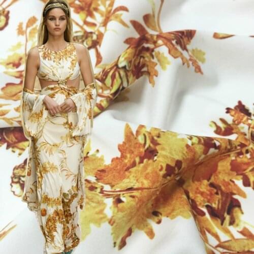 Spring Summer Holiday Style Hand-painted Floral Digital Printed Cloth for Dresses Shirts Clothing Fabrics by Meter for Sewing