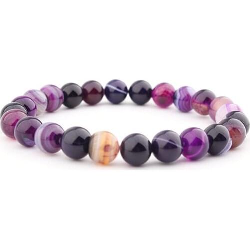 Trendy Natural Stone Purple Beads Bracelet Men Vintage Charm 8 mm Round Bead Rosary Bracelets For Women Jewelry Friend Gifts