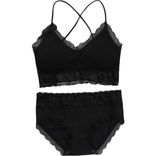 Women Seamless Underwear Lace Bra & Brief Sets Cotton Solid Brassier Teenagers Sling Tube Top Sexy Lingerie Brasier Mujer New