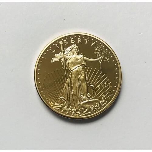 100 pcs non magnetic The sample order 2016 freedom coins 24K real gold plated badge 32.6 mm souvenir home decoration coin
