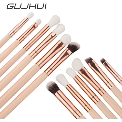 12Pcs Professional Eyes Makeup Brushes Set Wood Handle Eyeshadow Eyebrow Eyeliner Blending Powder Smudge Brush DFDF