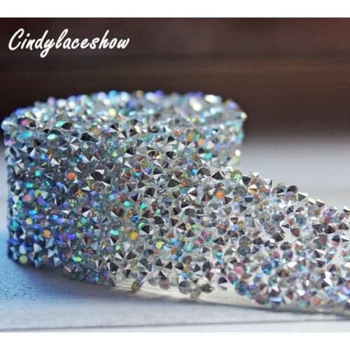 3cm Beaded Rhinestons Trim Iron On Diamond Crystal Ribbon Wrap Dress Trim Sewing Accessories DIY Wedding Cake Party Decorations