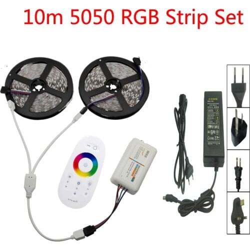 5 sets/lot Wireless RF Touch Remote Dimmer Controller+Transformer 220V 110V Power Supply+10m No Waterproof 3528 5050 RGB 60Led/M