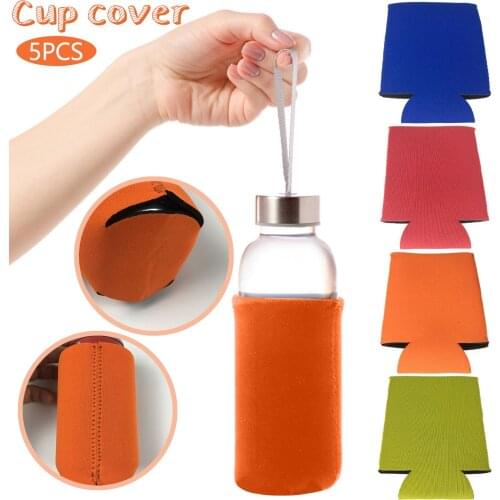 5PCS New Beer Sleeves Camping Can Cup Soda Cover Neoprene Drink Cooler Portable Bottle Outdoor Sleeve for Party Wedding Birthday