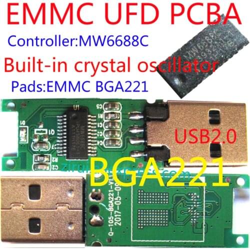 6688 USB FLASH DRIVE PCBA, MW6688C USB2.0,Support eMMC BGA221,DIY mobile phone handset eMMC NAND FLASH,Pendrive PCBA, DIY U DISK