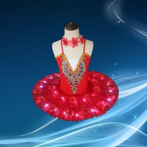 Children Ballet Dance Professional Performance Costume Luminous LED Tutu Dress Adult Female Swan Lake Girl Jumpsuit Clothes H651