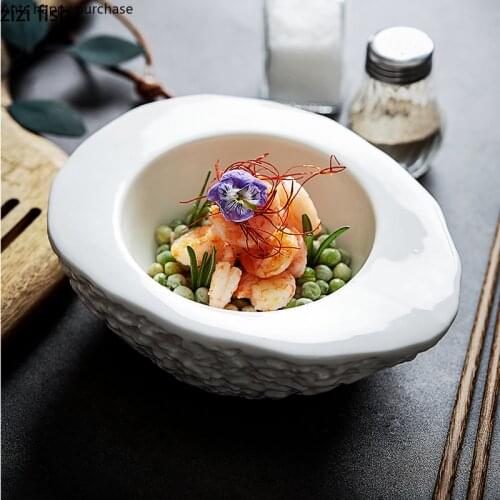 Simple White Special-shaped Ceramic Dinner Plate Salad Dessert Plate Household Tableware Egg-shaped Insulation Bowl Kitchen Tool