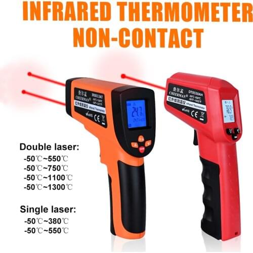 Non-Contact Pyrometer Infrared Thermometer -50~1600C Thermometro LCD IR Laser Digital Temperature Thermometer Gun Pyrometer