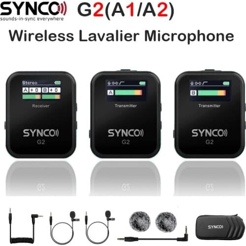 SYNCO G2A1 G2A2 G2 A1 A2 Wireless Lavalier Microphone Mic System for Smartphone DSLR Camera Realtime Monitoring 70M Transmission