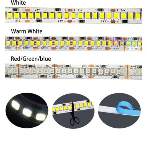 High Bright DC12V 5m 120 LEDs/M 240 LEDs/M 2835 SMD LED Strip Light White/Warm White/Red/Green/Blue Flexible Lamp Tape IP20/IP65