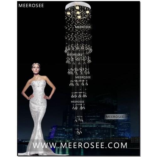 Long size Crystal Ceiling Light Spiral Crystal Light lustres Ceiling Lamp Lighting Fixture for Stair Foyer Hallway MD82066