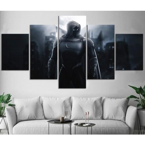 Home Decor Modular Canvas Picture 5 Piece Moon Knight Caricature Anime Painting Poster Canvas Painting Wholesale