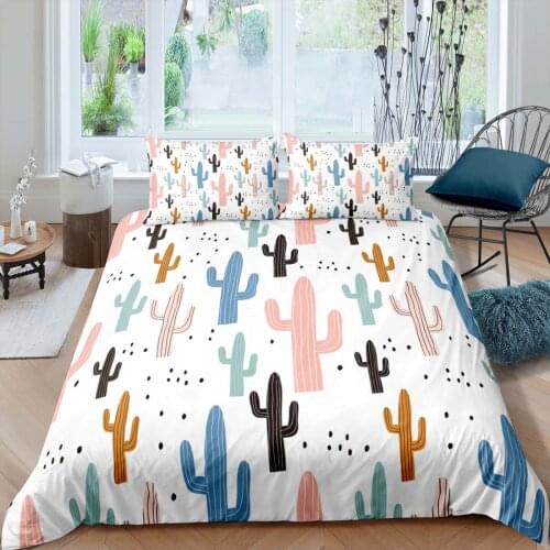 Home Textiles Luxury 3D Cactus Print Duvet Cover Set 2/3 Pcs Pillowcase Kids Bedding Set AU/EU/UK/US Queen and King Size