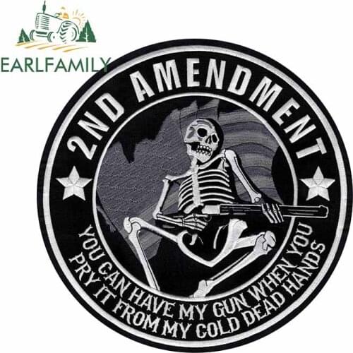 EARLFAMILY 13cm x 13cm for 2nd Amendment Skull Graphics Car Stickers and Decals Vinyl Car Wrap Waterproof JDM ATV VAN Decoration