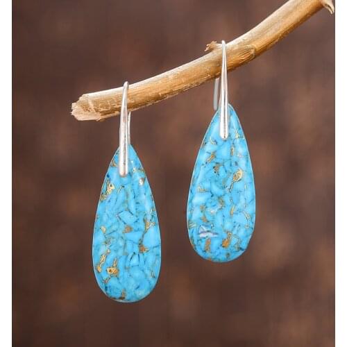 Elegant Jewelry Natural Stone Dangle Earrings for Women Multicolor Turquoises Imperial Jaspers Water Drop Earrings Healing