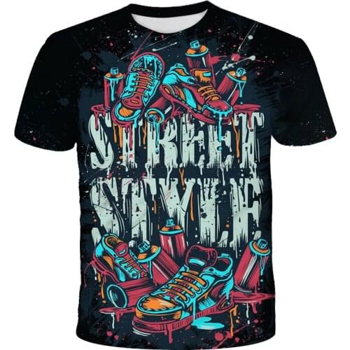 Hip Hop Graffiti Maker T Shirt Kids Summer Breathable Tops Boy Girl Casual Crew Neck T-Shirt Graffiti Harajuku Short Shirts 4-14
