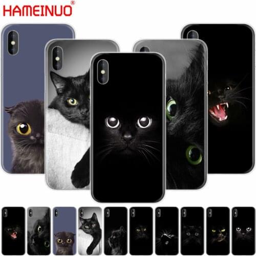 HAMEINUO Black Cat Staring Eye On cell phone Cover case for iphone X 8 7 6 4 4s 5 5s SE 5c 6s plus