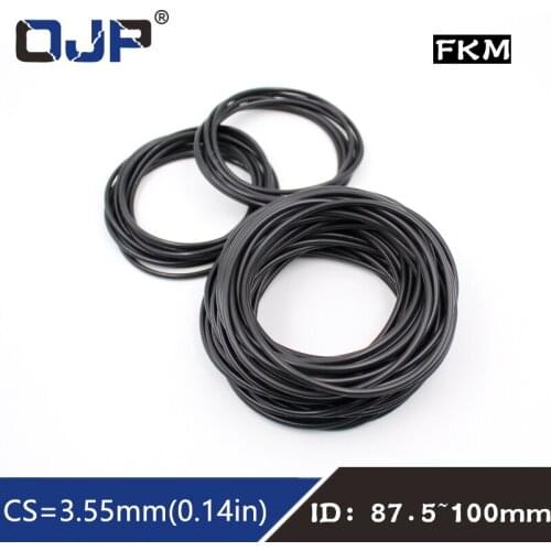 1PC Fluorine rubber Ring Black FKM O-ring Seal CS3.55mm ID87.5/90/92.5/95/97.5/100mm O Ring Gasket Oil Ring Fuel Sealing Washer
