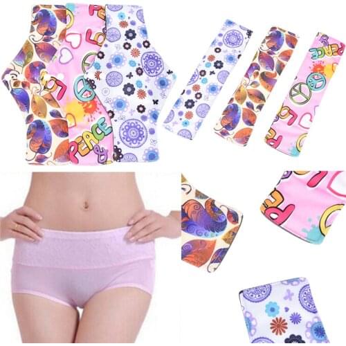 Reusable Bamboo Washable Sanitary Napkins The Absorbent Reusable Panty Liners Flower Printed Washable Pad Cloth Menstrual Pads