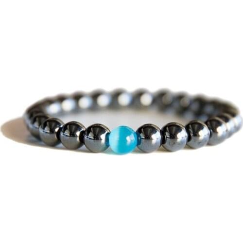 Men Womens Fashion Blue Black Cats Eye Stone Bracelet Charm Yoga Bracelet Couple Jewelry Accessories