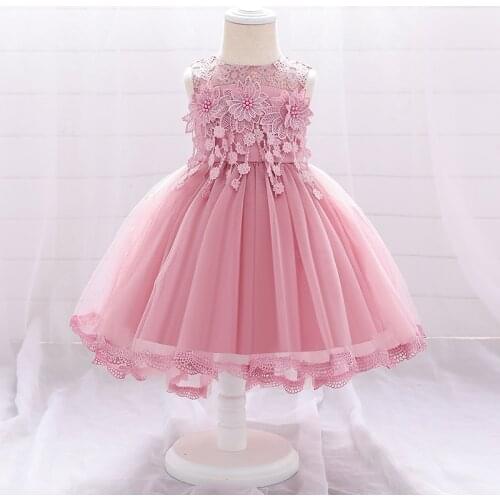 2020 New Girls Clothes Girl Applique Beaded Tuxedo Stitching Girls Clothing Lace Sleeveless Princess Dress For 1-2 Years Old