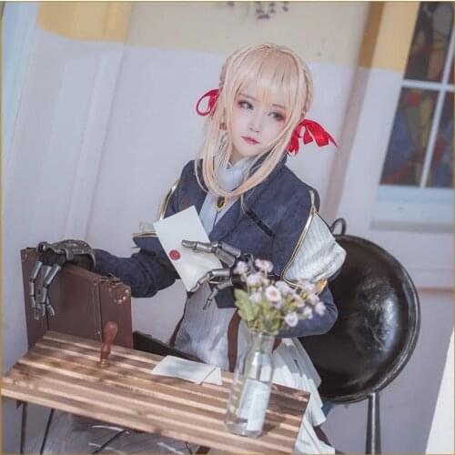 New Anime Violet Evergarden Cosplay Wig Violet Evergarden Braid Blonde Hair Heat Resistant Wig + Wig Cap Women Party Long Wig
