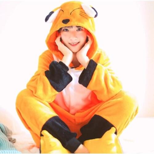 New Fox Animals Cosplay Kigurumi Costume For Adult Girl Onesies Flannel Funny Women Anime Pajamas Jumpsuit Disguise Onepiece