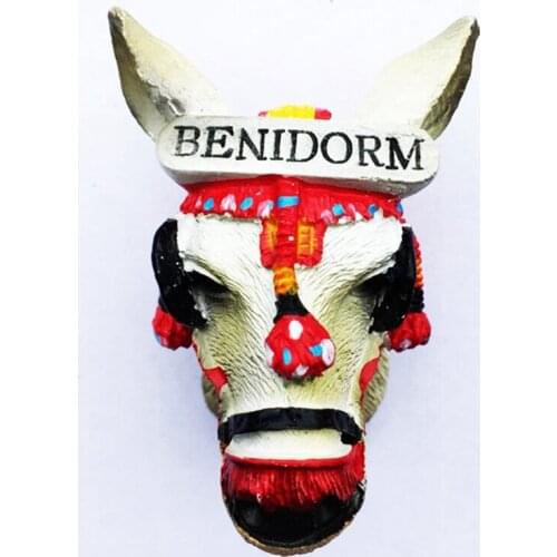 New Handmade Painted Donkey, Benidorm, Spain 3D Fridge Magnets Tourism Souvenirs Refrigerator Magnetic Stickers Gift