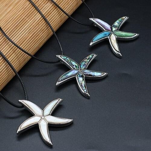 Natural Shell Pendant Necklace Fashion Five-pointed Star Shape Pendant Necklace fit Women Jewelry Accessories 55x55mm