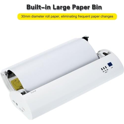 203dpi BT USB Connection A4 Portable Thermal Printer 210mm Mini Mobile Photo Printer with 1 Roll Thermal Paper Support Printing