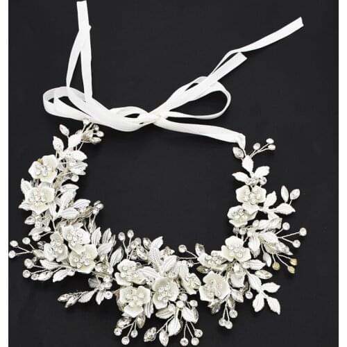 Bridal Headdress Rhinestone Crystal Flower Forehead Hair Accessorices Wedding Jewelry Princess Crown Tiara Headpiece Headbands