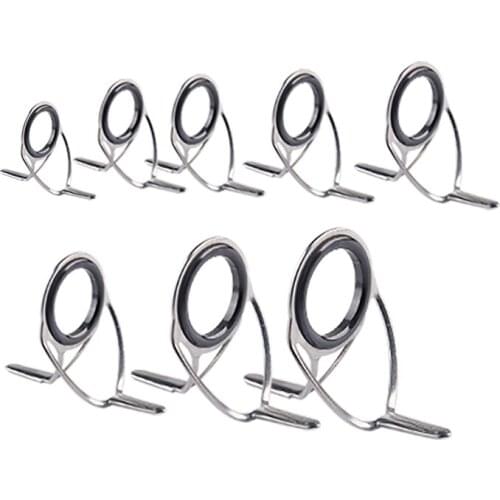 Fishing Guide Ring 8 Pieces Stainless Steel Integrated Raft Pole Double Foot Guide Ring Ceramic Wire Loop