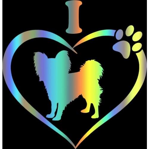 S51560 Various Sizes/Colors Car Stickers Vinyl Decal I Love My Papillon Dog Animal Motorcycle Decorative Accessories