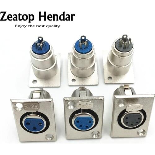 1Pcs Metal 3 4 5 6 PIN XLR Female Chassis Connector Push-type Female XLR Panel Mount Wire Connector Jack Socket