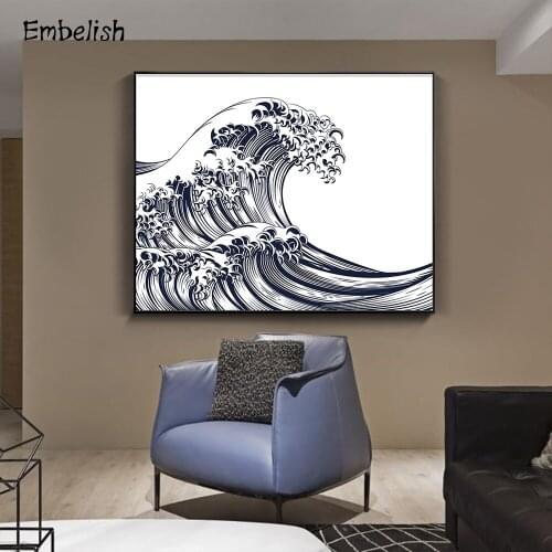 1 Pieces Japanese Great Wave Landscape Wall Pictures Sea Wave Modern Home Decor Posters HD Canvas Painting Bedroom Artworks