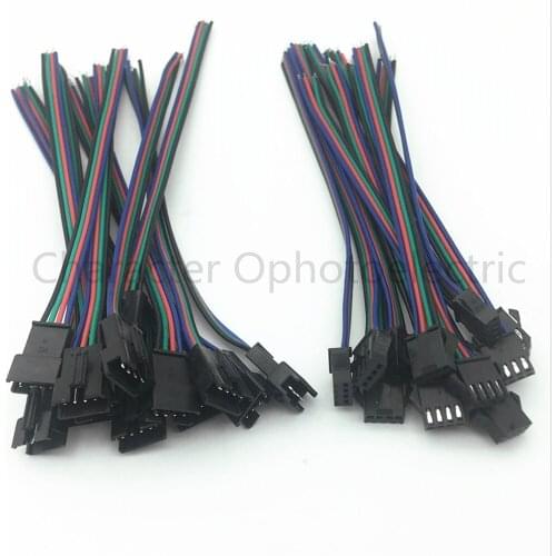 10Pair 20 pairs 50pairs 4 Pin JST SM Connector Male to Female 4pin SM Plug Connector Cable for 5050/3528 2801 8806 RGB LED Strip
